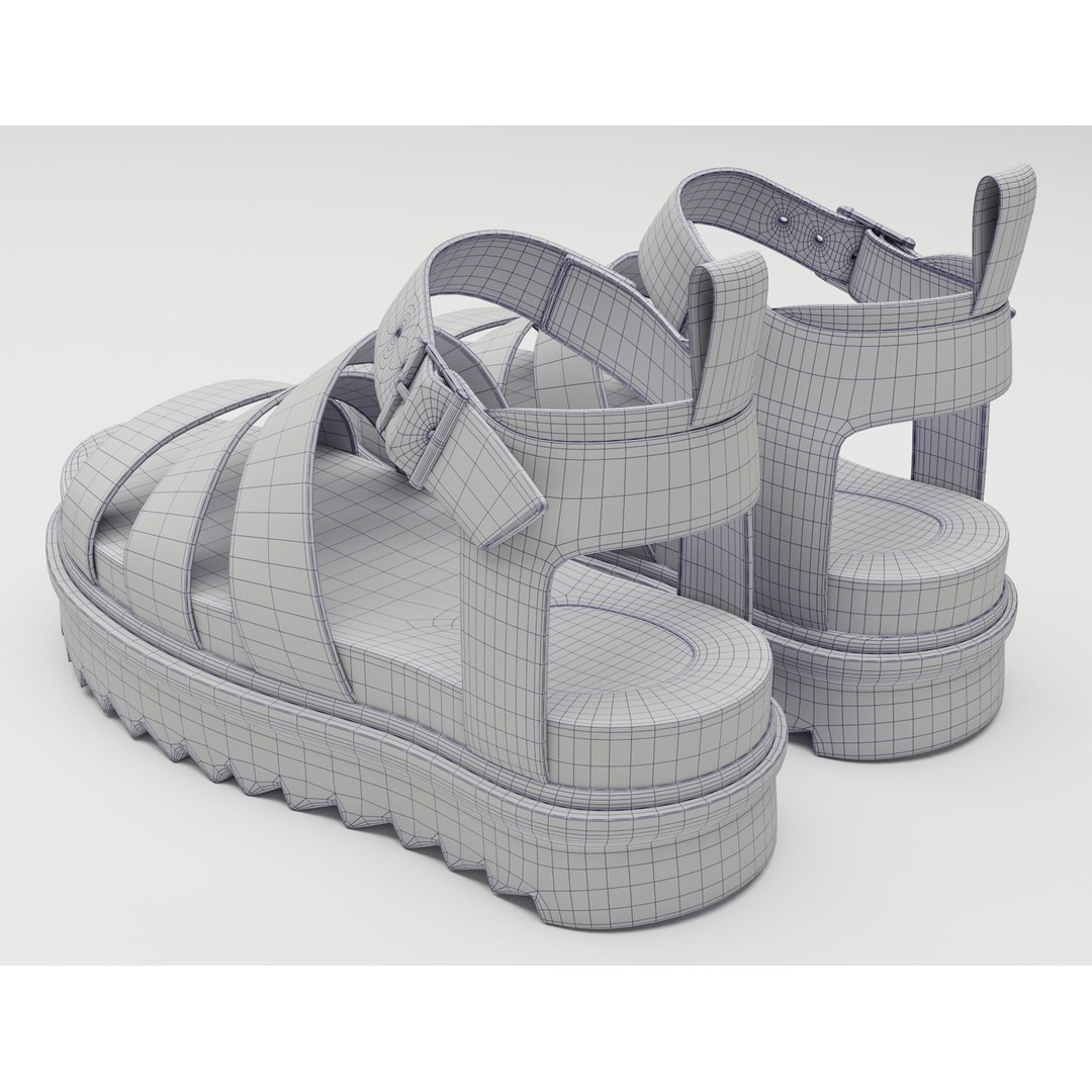 Blaire Hydro Leather Strap Sandals 3D Model – Low Poly Game Asset, FBX - View 18