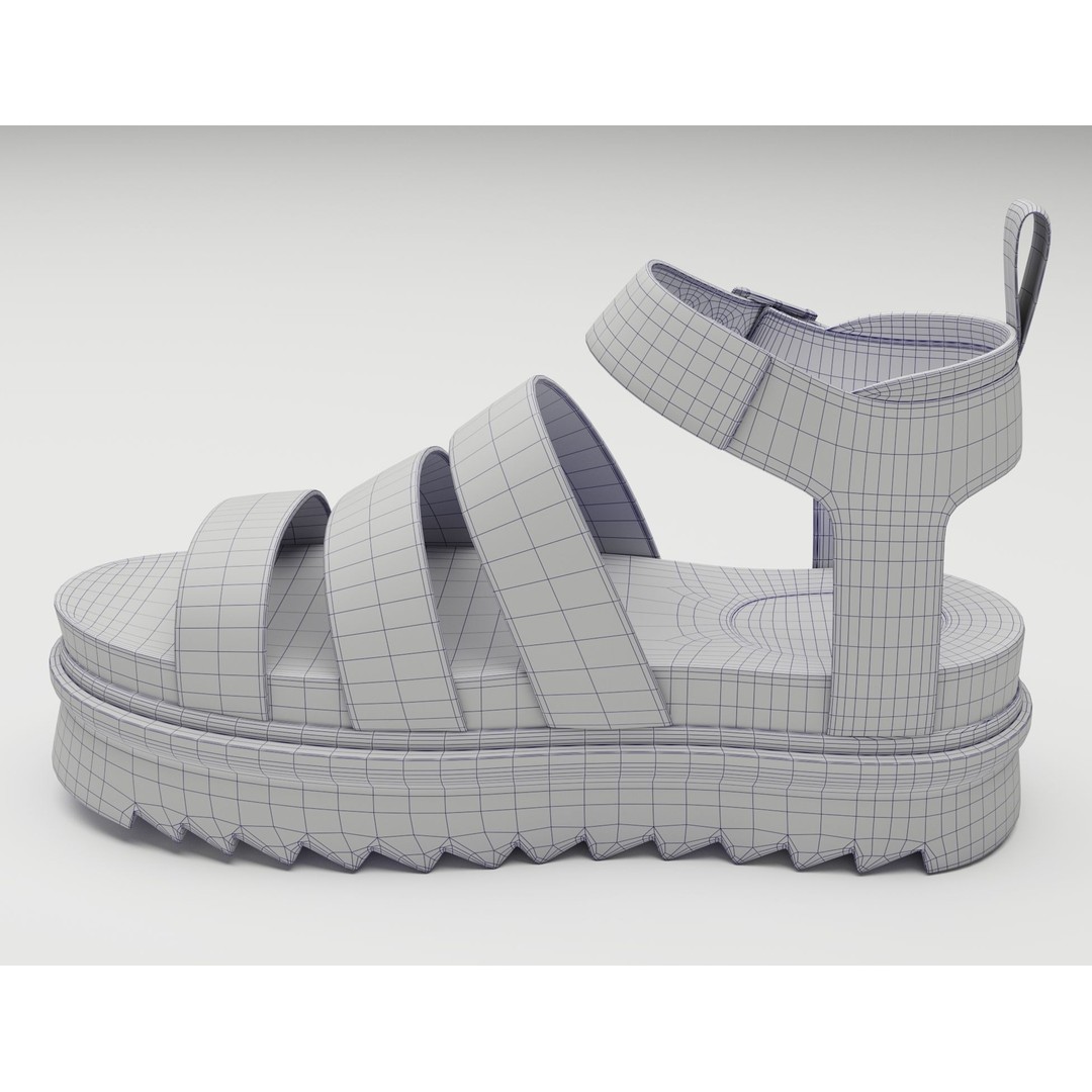 Blaire Hydro Leather Strap Sandals 3D Model – Low Poly Game Asset, FBX - View 19