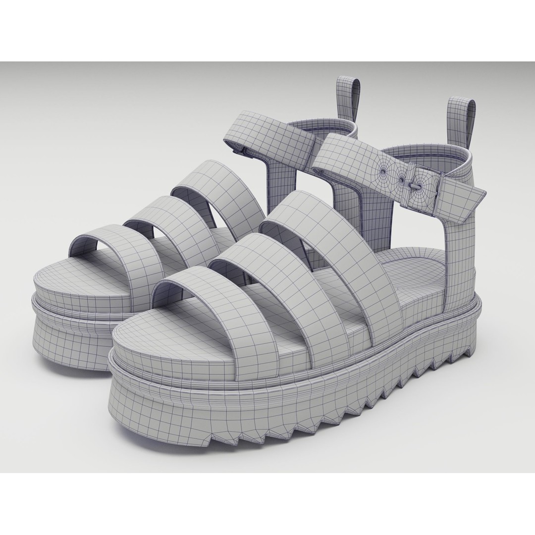 Blaire Hydro Leather Strap Sandals 3D Model – Low Poly Game Asset, FBX - View 20