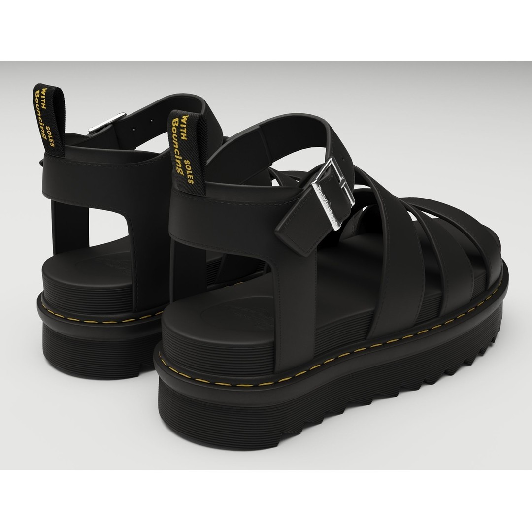 Blaire Hydro Leather Strap Sandals 3D Model – Low Poly Game Asset, FBX - View 3
