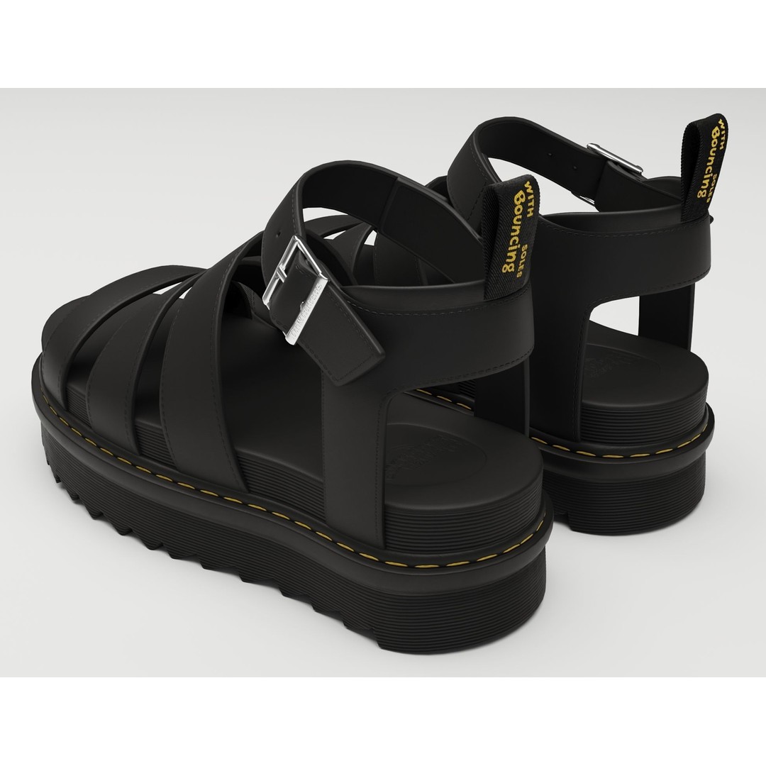 Blaire Hydro Leather Strap Sandals 3D Model – Low Poly Game Asset, FBX - View 7