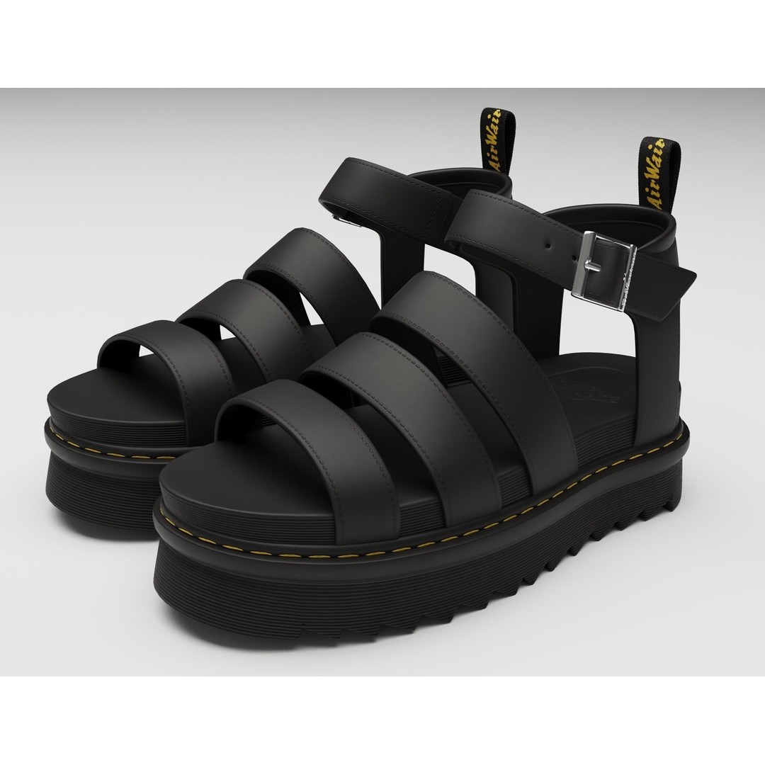 Blaire Hydro Leather Strap Sandals 3D Model – Low Poly Game Asset, FBX - View 9