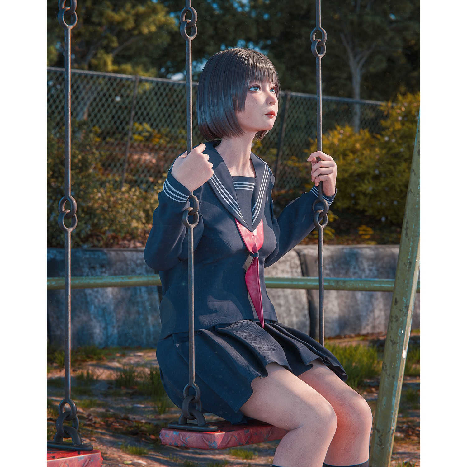 High School Girl - Fully Rigged Game-Ready 3D Model