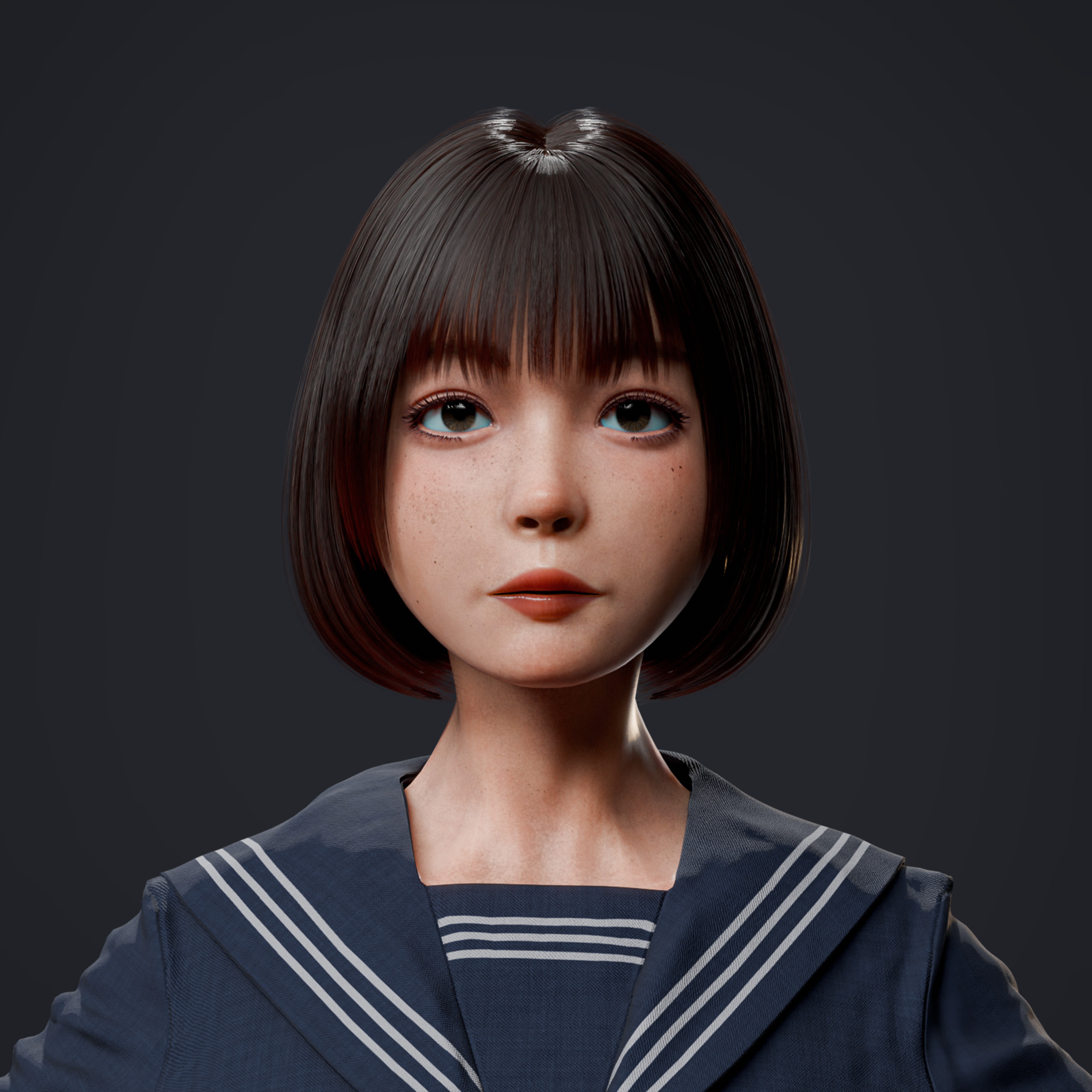 High School Girl - Fully Rigged Game-Ready 3D Model - View 17