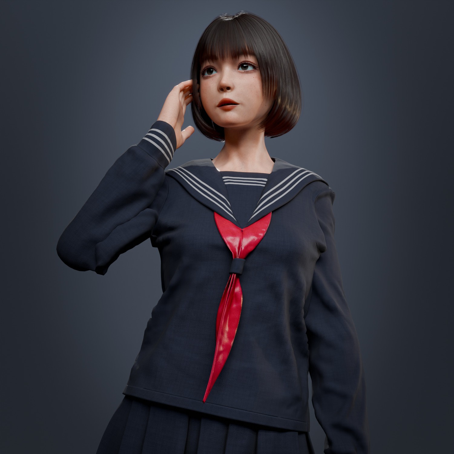 High School Girl - Fully Rigged Game-Ready 3D Model - View 9