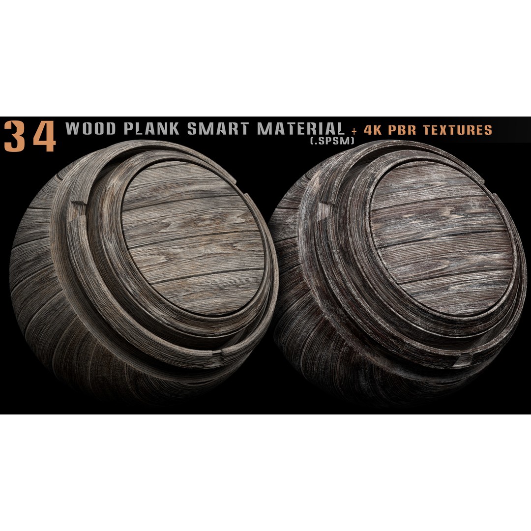 Wood Plank 3D Model – High Quality Smart Materials, 4K PBR Textures - View 3