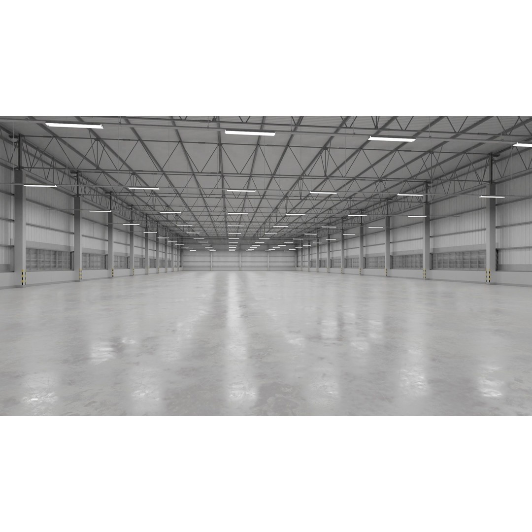 Warehouse Interior 3D Model – Low Poly Industrial Hall, FBX, OBJ, Blender - View 6