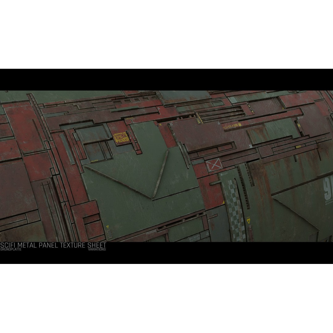 Scifi Wall Panel Texture Set 3D Model – PBR Textures, 4K Formats - View 3