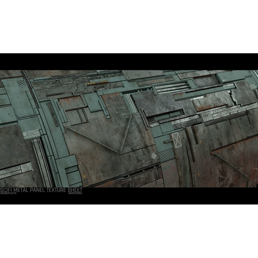 Scifi Wall Panel Texture Set 3D Model – PBR Textures, 4K Formats - View 4