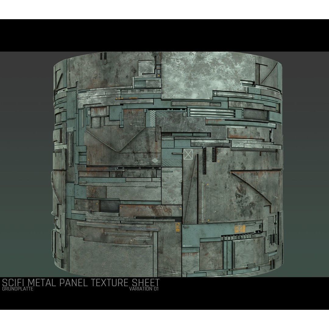 Scifi Wall Panel Texture Set 3D Model – PBR Textures, 4K Formats - View 6
