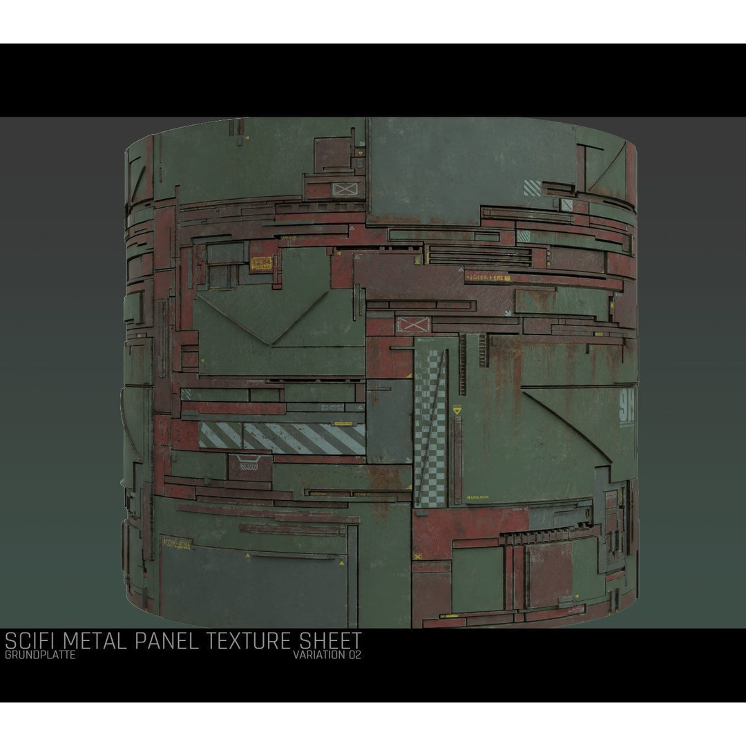 Scifi Wall Panel Texture Set 3D Model – PBR Textures, 4K Formats - View 7