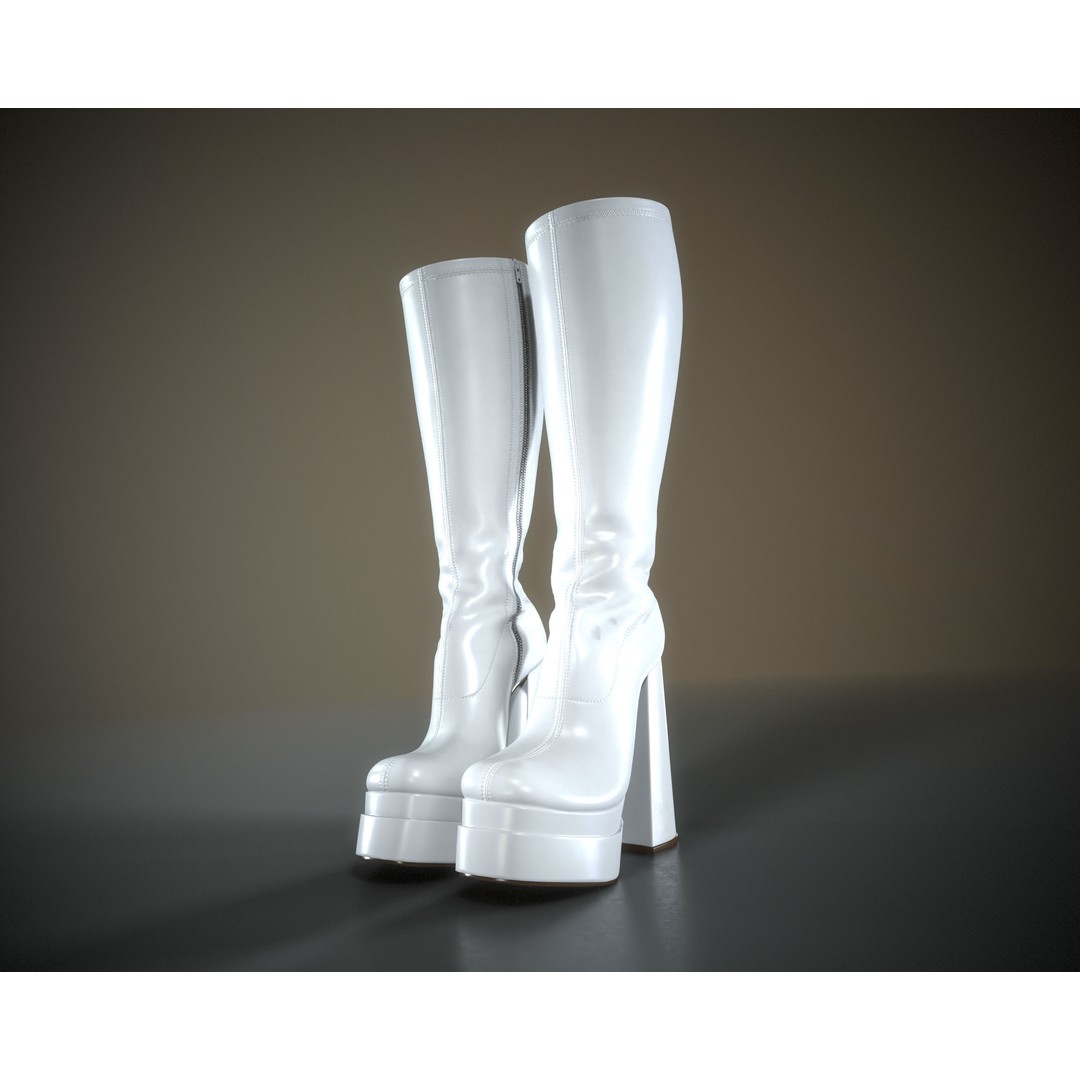 Knee High Boots 3D Model – Double Platform Low Poly Game Asset, FBX - View 10