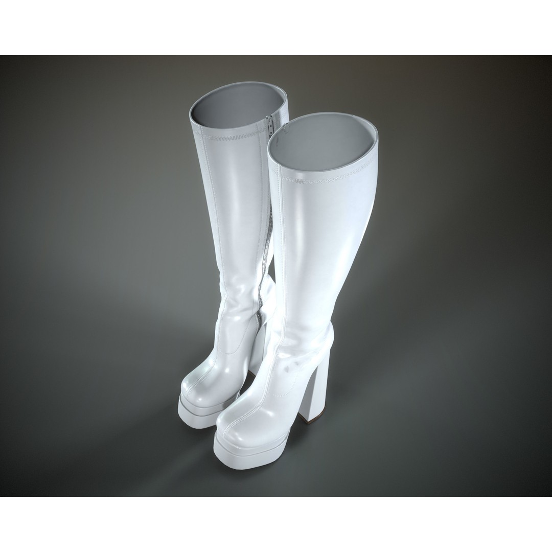 Knee High Boots 3D Model – Double Platform Low Poly Game Asset, FBX - View 11