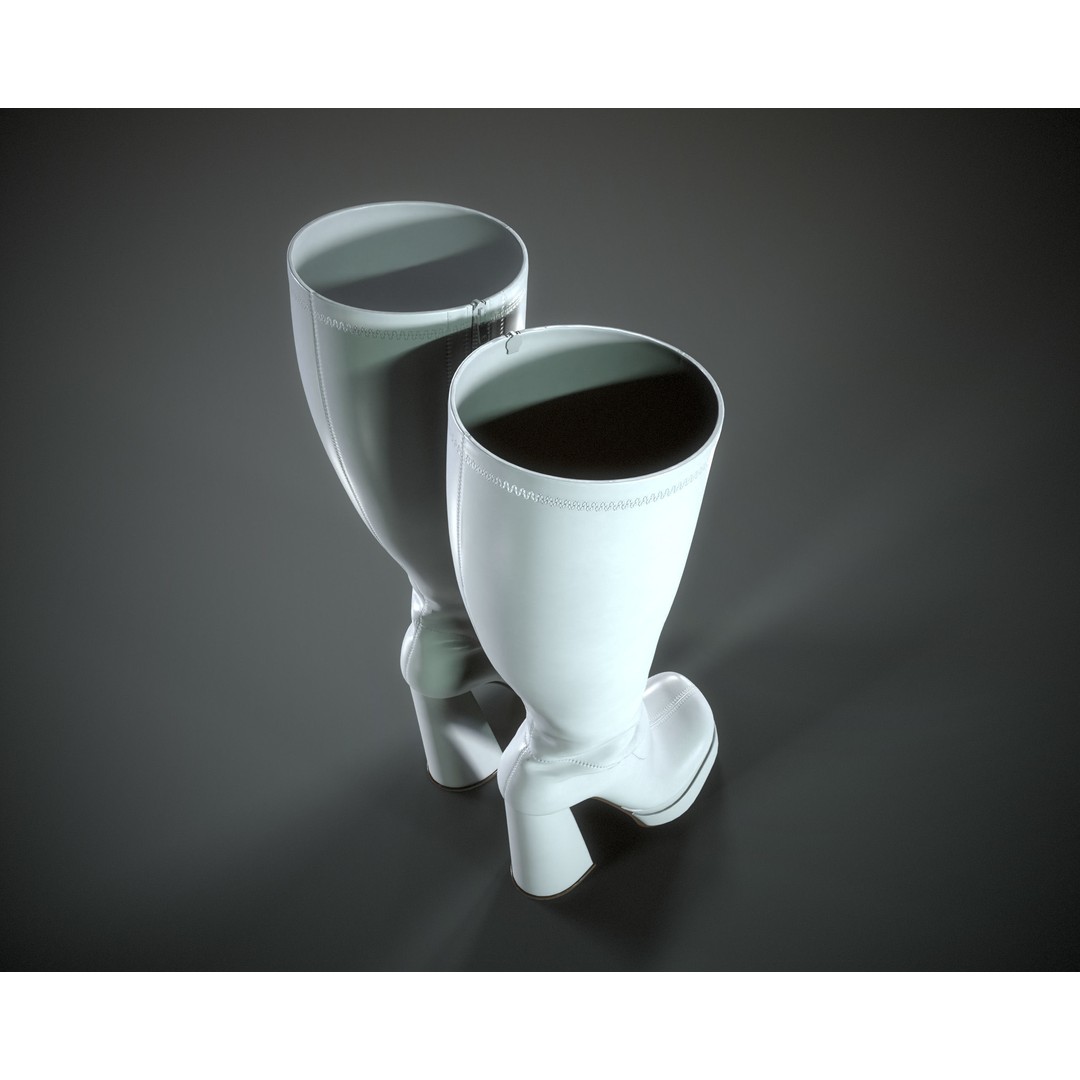 Knee High Boots 3D Model – Double Platform Low Poly Game Asset, FBX - View 13