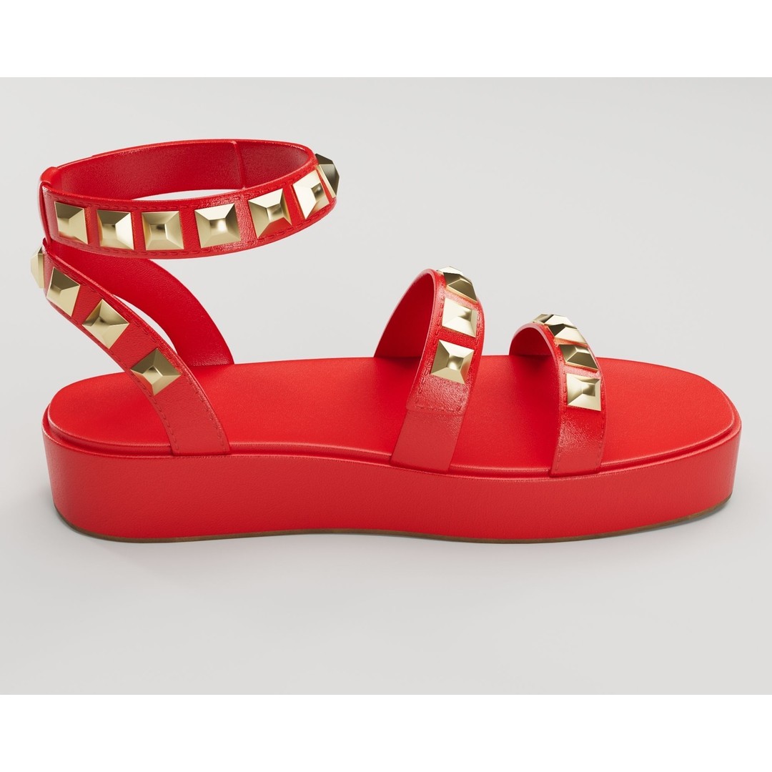 Wade Ecru Studded Strappy Platform Sandals 3D Model – Low Poly Game Asset, FBX, Blender - View 11