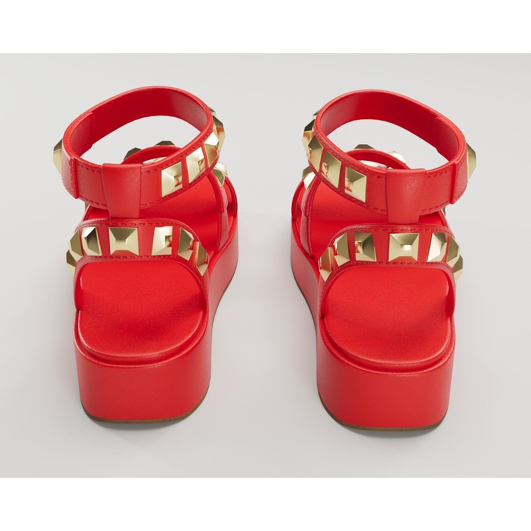 Wade Ecru Studded Strappy Platform Sandals 3D Model – Low Poly Game Asset, FBX, Blender - View 15