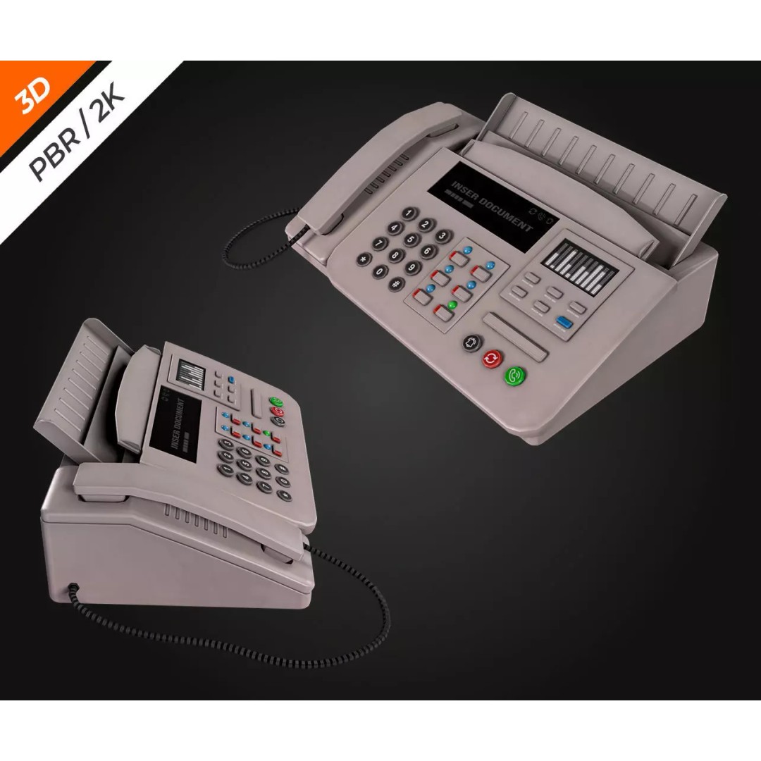 Phone Fax 3D Model – Low Poly PBR Textured Game Asset, FBX - View 10