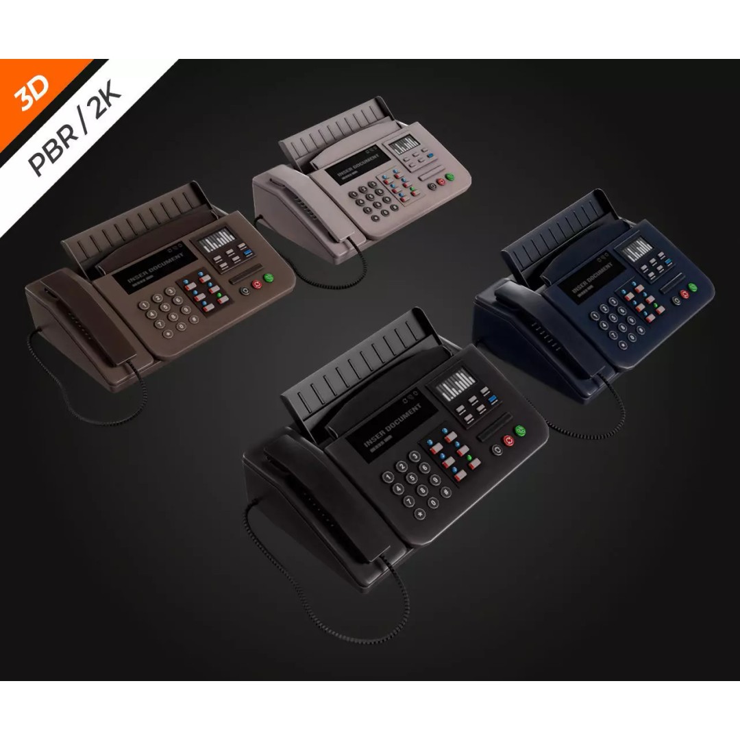 Phone Fax 3D Model – Low Poly PBR Textured Game Asset, FBX - View 11