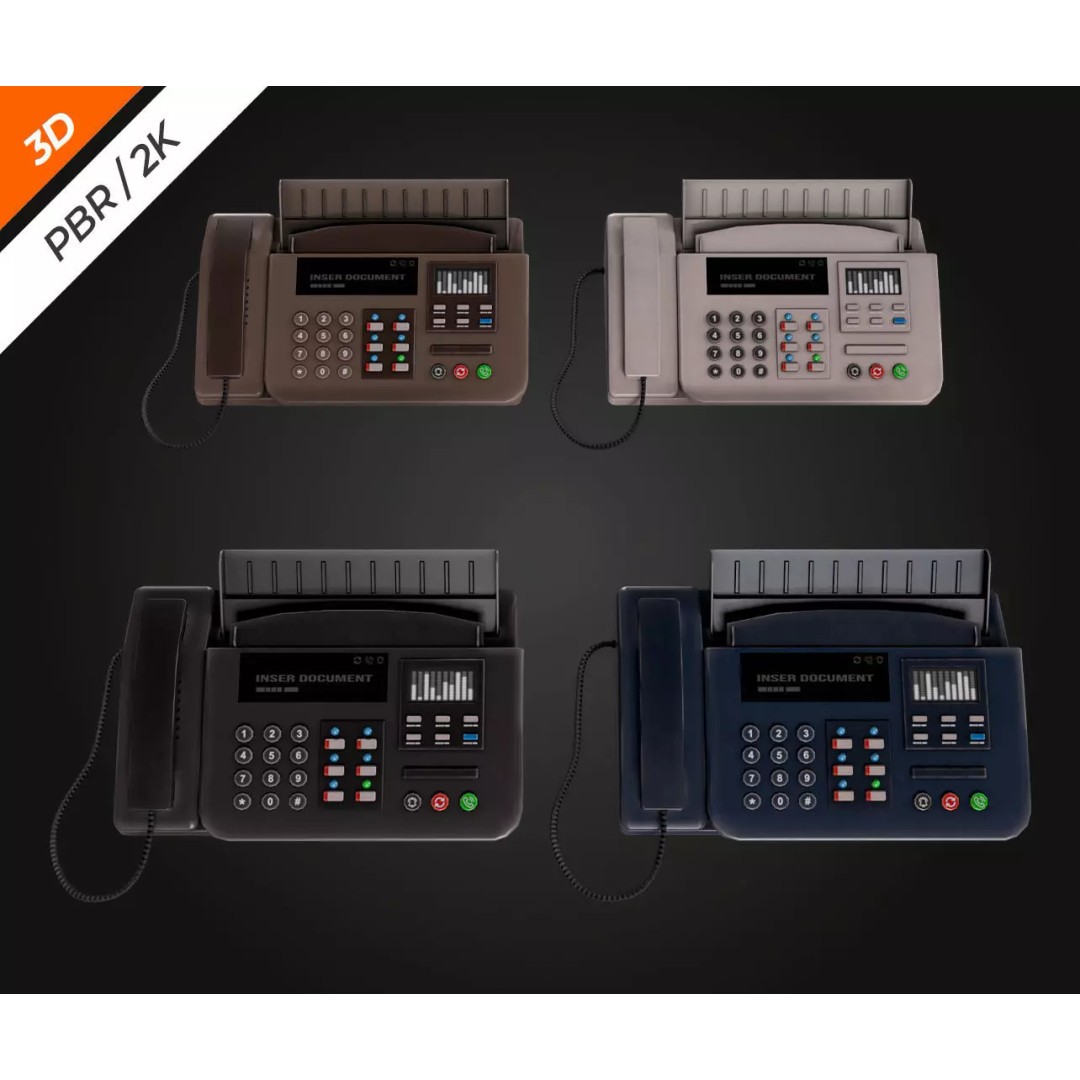 Phone Fax 3D Model – Low Poly PBR Textured Game Asset, FBX - View 12