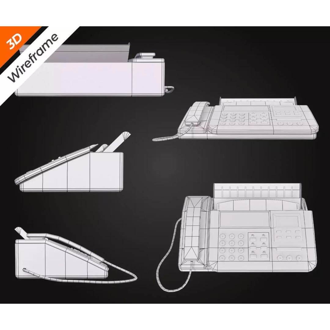 Phone Fax 3D Model – Low Poly PBR Textured Game Asset, FBX - View 14