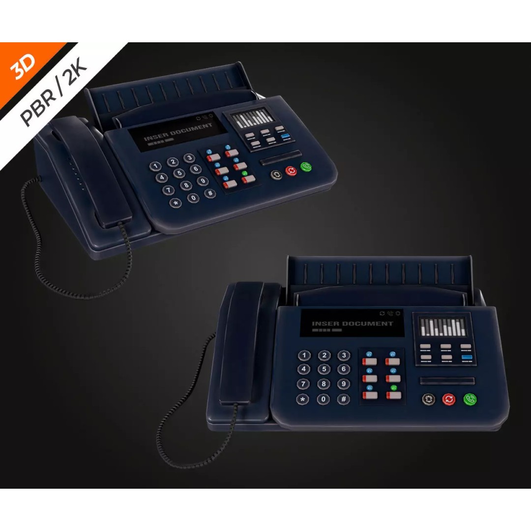 Phone Fax 3D Model – Low Poly PBR Textured Game Asset, FBX - View 4