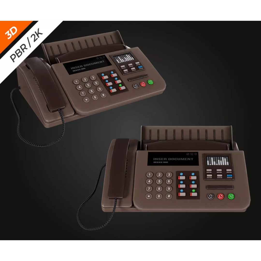 Phone Fax 3D Model – Low Poly PBR Textured Game Asset, FBX - View 5