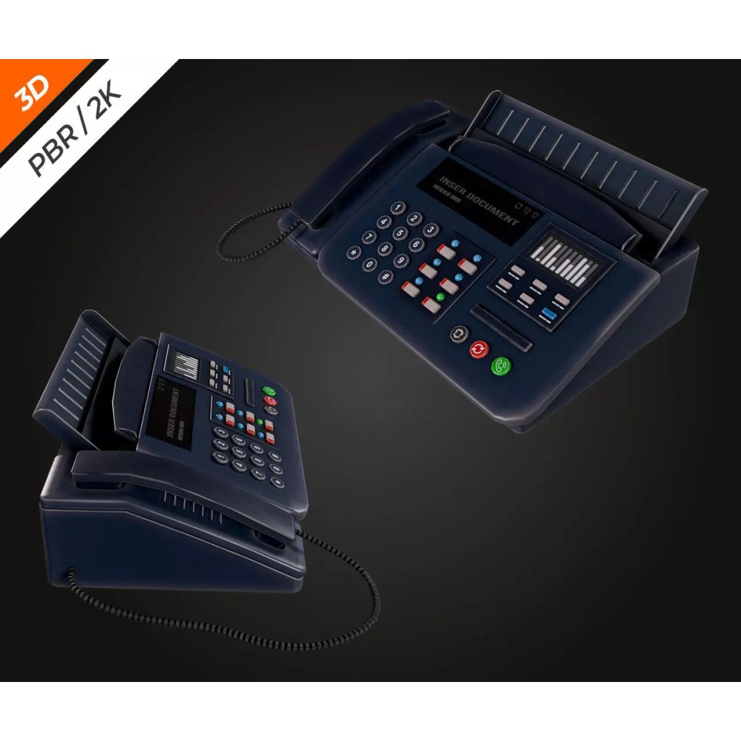 Phone Fax 3D Model – Low Poly PBR Textured Game Asset, FBX - View 8