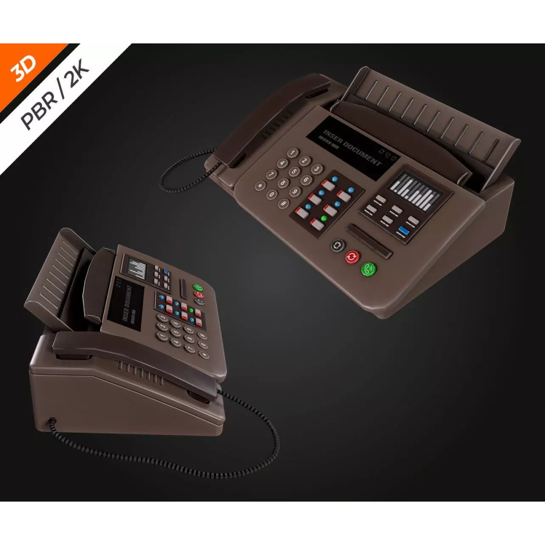 Phone Fax 3D Model – Low Poly PBR Textured Game Asset, FBX - View 9