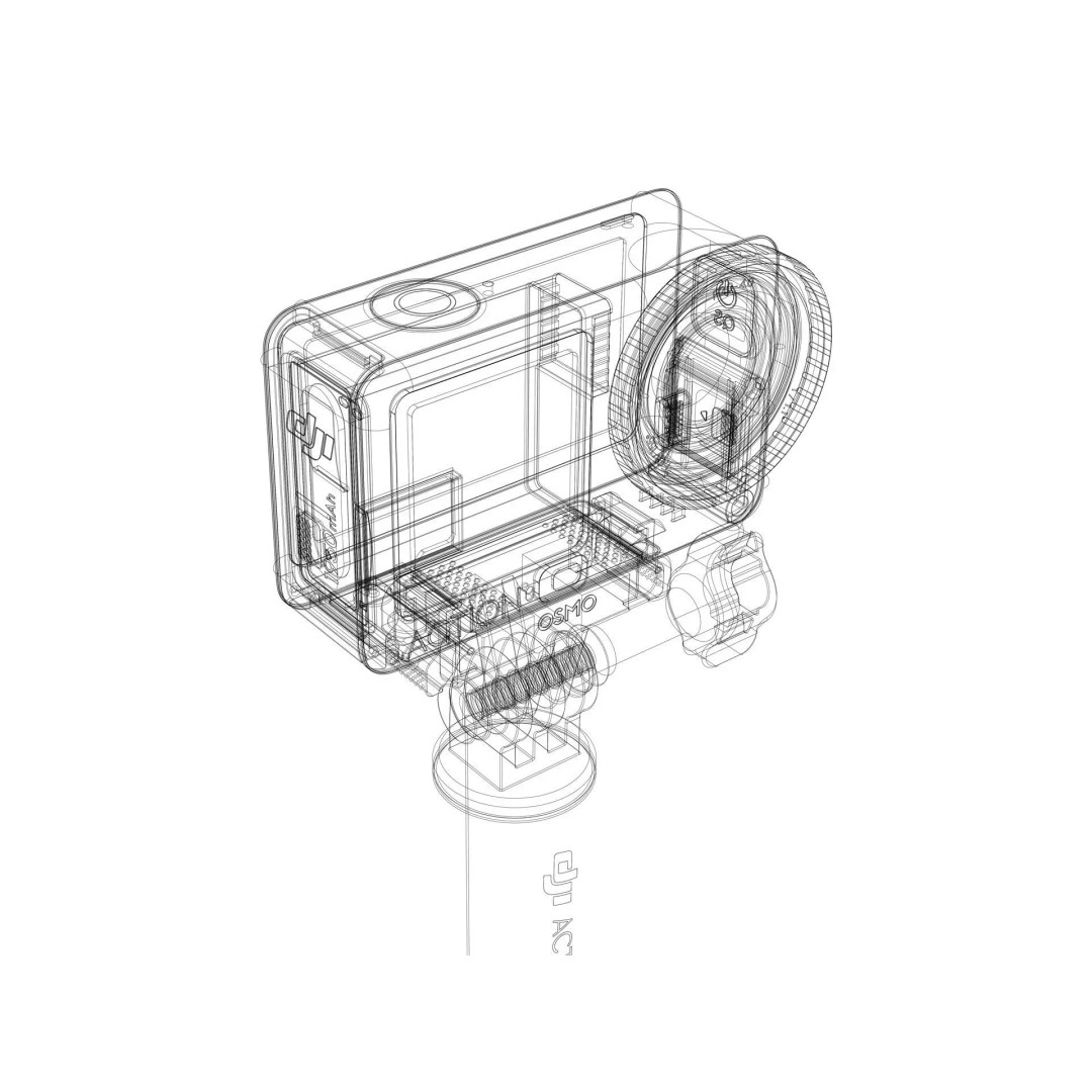 DJI Osmo Action 6 3D Model – Detailed Camera with Extension Rod Kit, FBX