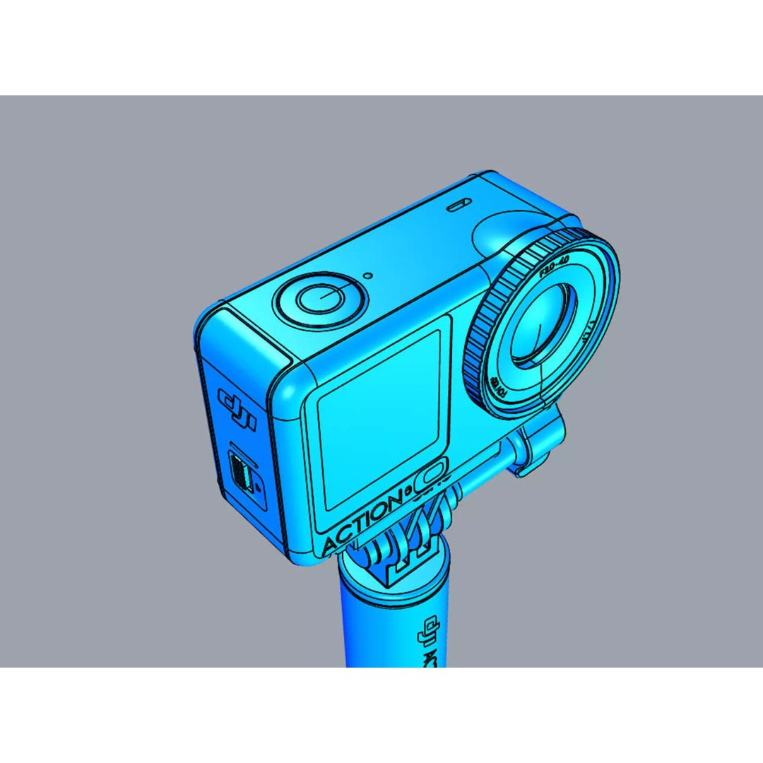 DJI Osmo Action 6 3D Model – Detailed Camera with Extension Rod Kit, FBX - View 20