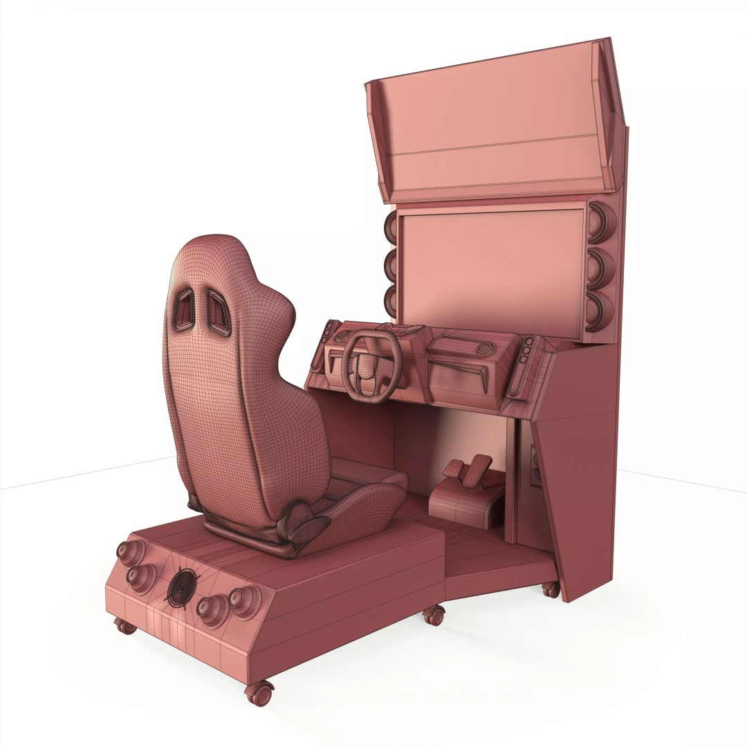 Car Racing Arcade Machine 3D Model – PBR Textures, FBX & OBJ Formats - View 11