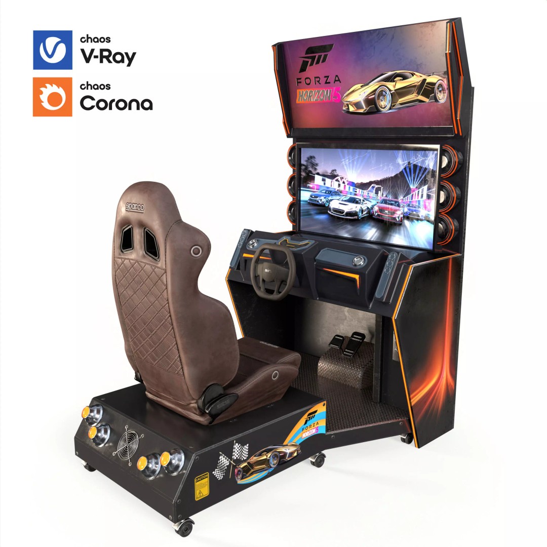 Car Racing Arcade Machine 3D Model – PBR Textures, FBX & OBJ Formats - View 13