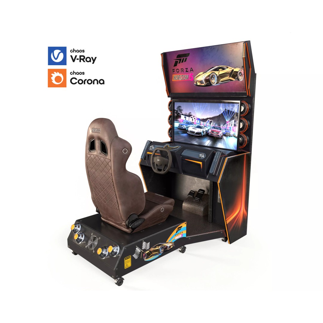 Car Racing Arcade Machine 3D Model – PBR Textures, FBX & OBJ Formats - View 14
