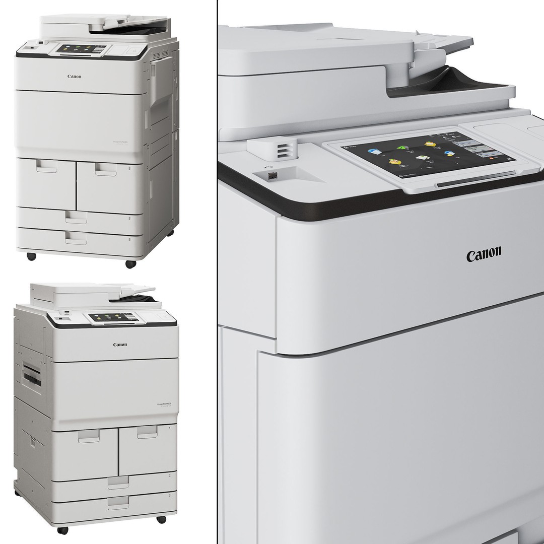Canon Printer Set 3D Model – Photorealistic Office Equipment, FBX, OBJ - View 4