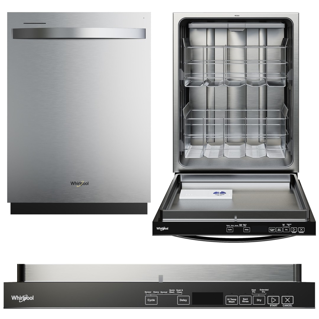 Whirlpool Dishwasher Collection 3D Model – High-Quality Appliance Asset, FBX, OBJ