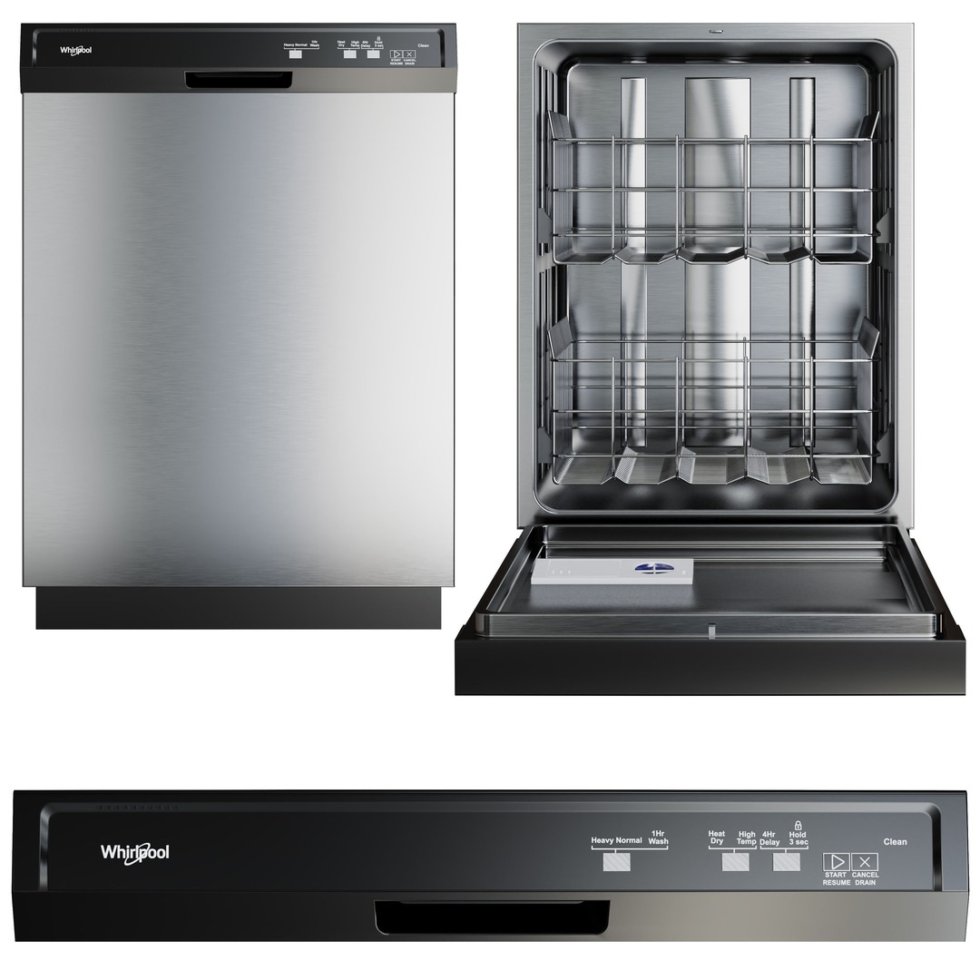 Whirlpool Dishwasher Collection 3D Model – High-Quality Appliance Asset, FBX, OBJ - View 4