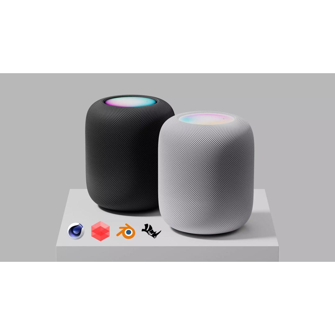 Apple HomePod 2 3D Model – High Quality Audio Speaker, Blender, FBX, OBJ - View 2