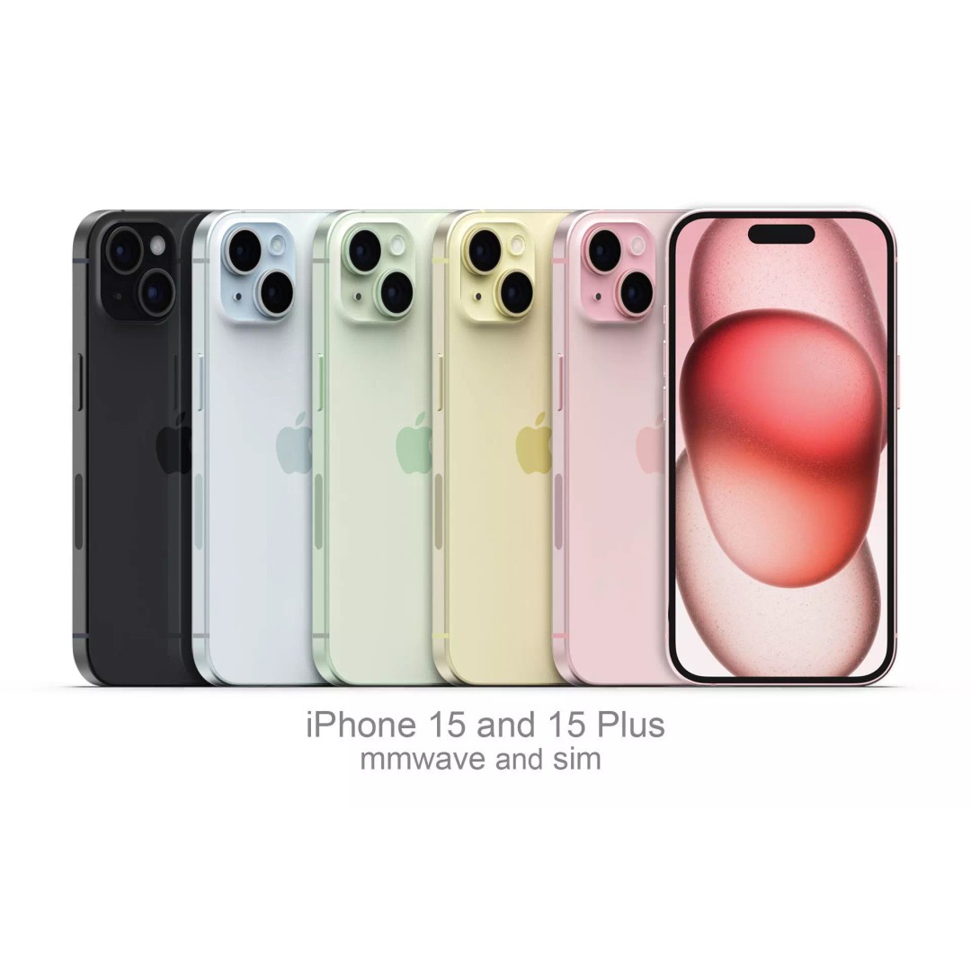 Apple iPhone 15 and 15 Plus 3D Model – Realistic Mobile Phone, FBX, OBJ - View 2