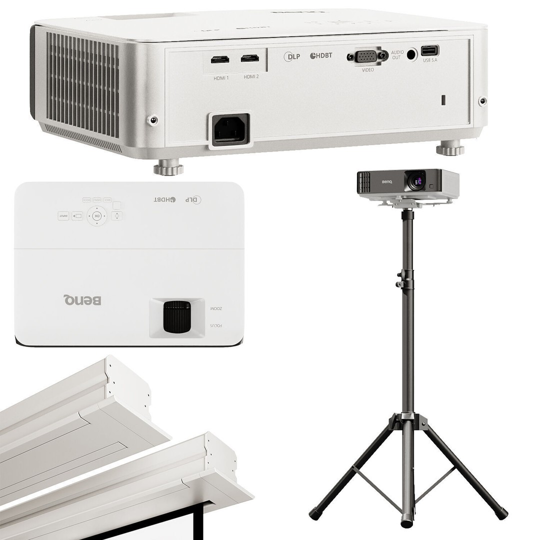 BenQ Sony Projector Set 3D Model – High Poly PBR Asset, FBX, OBJ - View 6