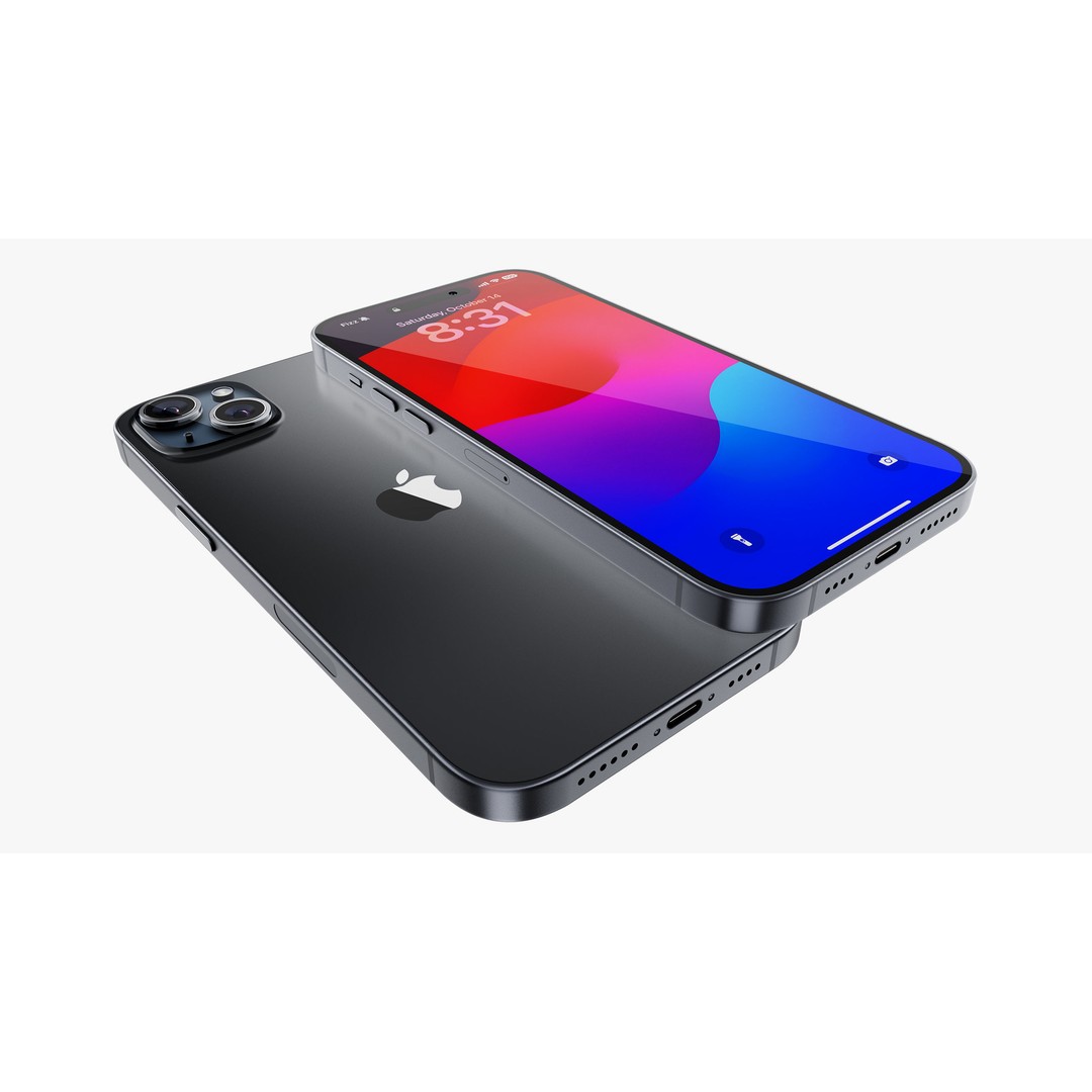 iPhone 15 & 15 Plus Black 3D Model – High Poly PBR Asset, FBX & OBJ - View 32