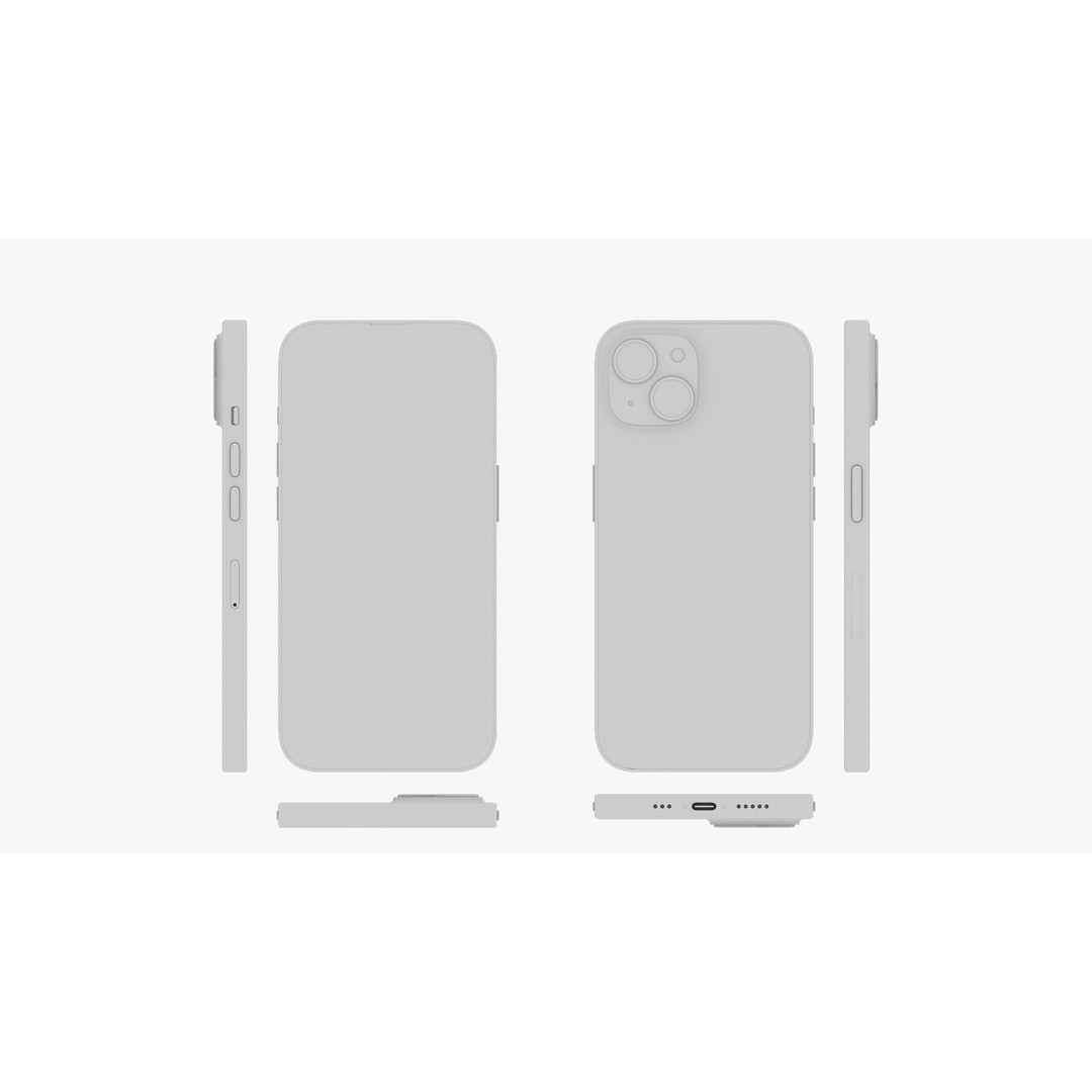 iPhone 15 & 15 Plus Black 3D Model – High Poly PBR Asset, FBX & OBJ - View 38