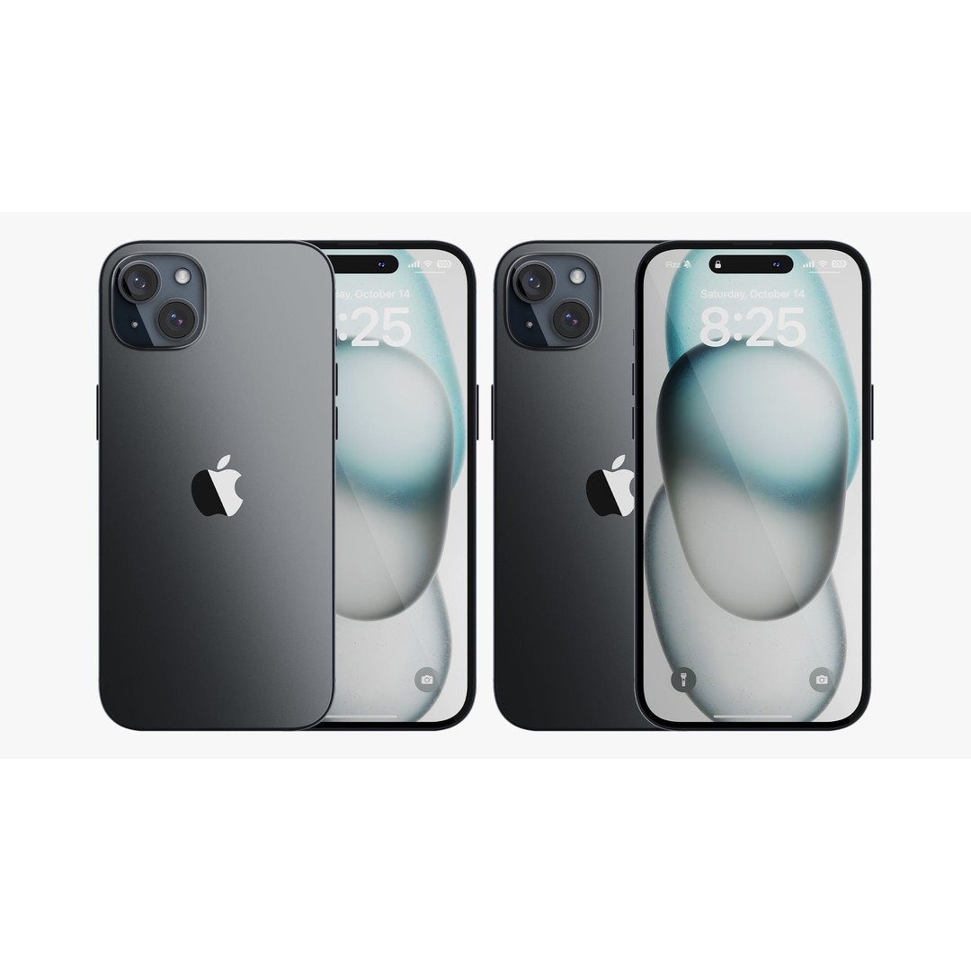 iPhone 15 & 15 Plus Black 3D Model – High Poly PBR Asset, FBX & OBJ - View 7