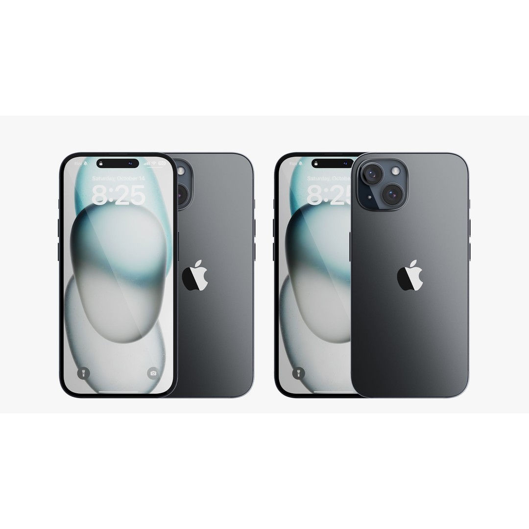 iPhone 15 & 15 Plus Black 3D Model – High Poly PBR Asset, FBX & OBJ - View 8