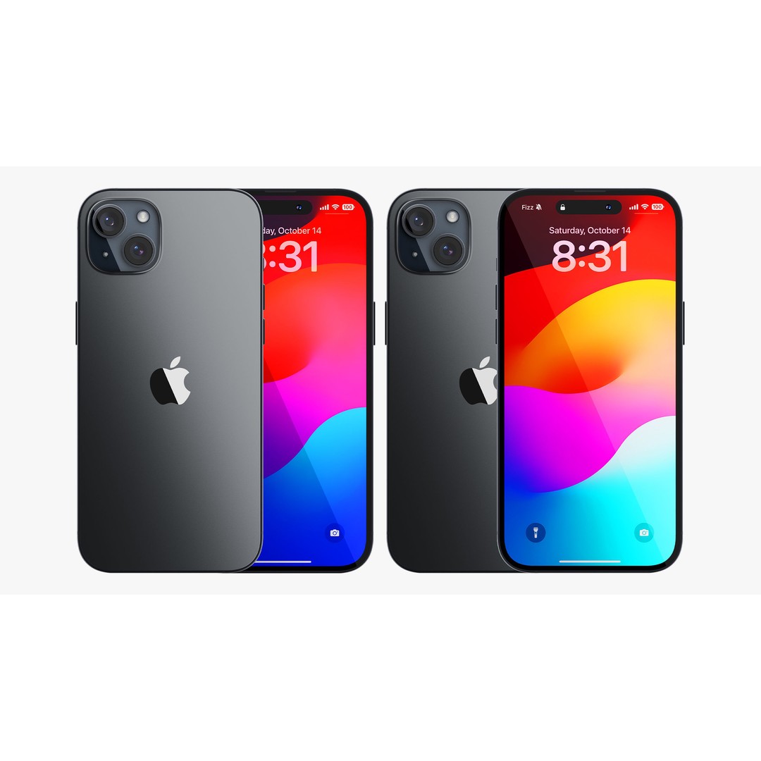 iPhone 15 & 15 Plus Black 3D Model – High Poly PBR Asset, FBX & OBJ - View 9