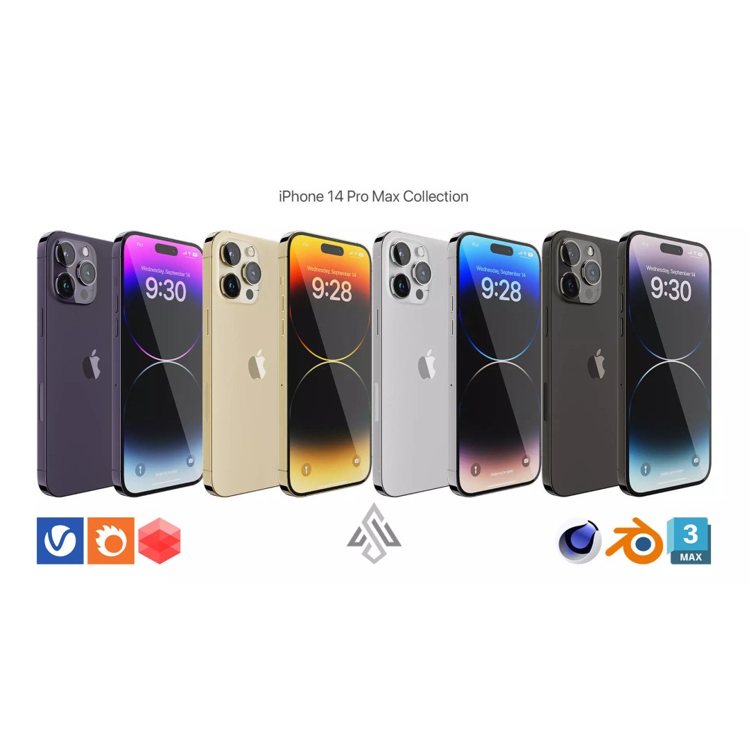 iPhone 14 Pro Max 3D Model – High Poly PBR Textures, FBX, OBJ - View 2