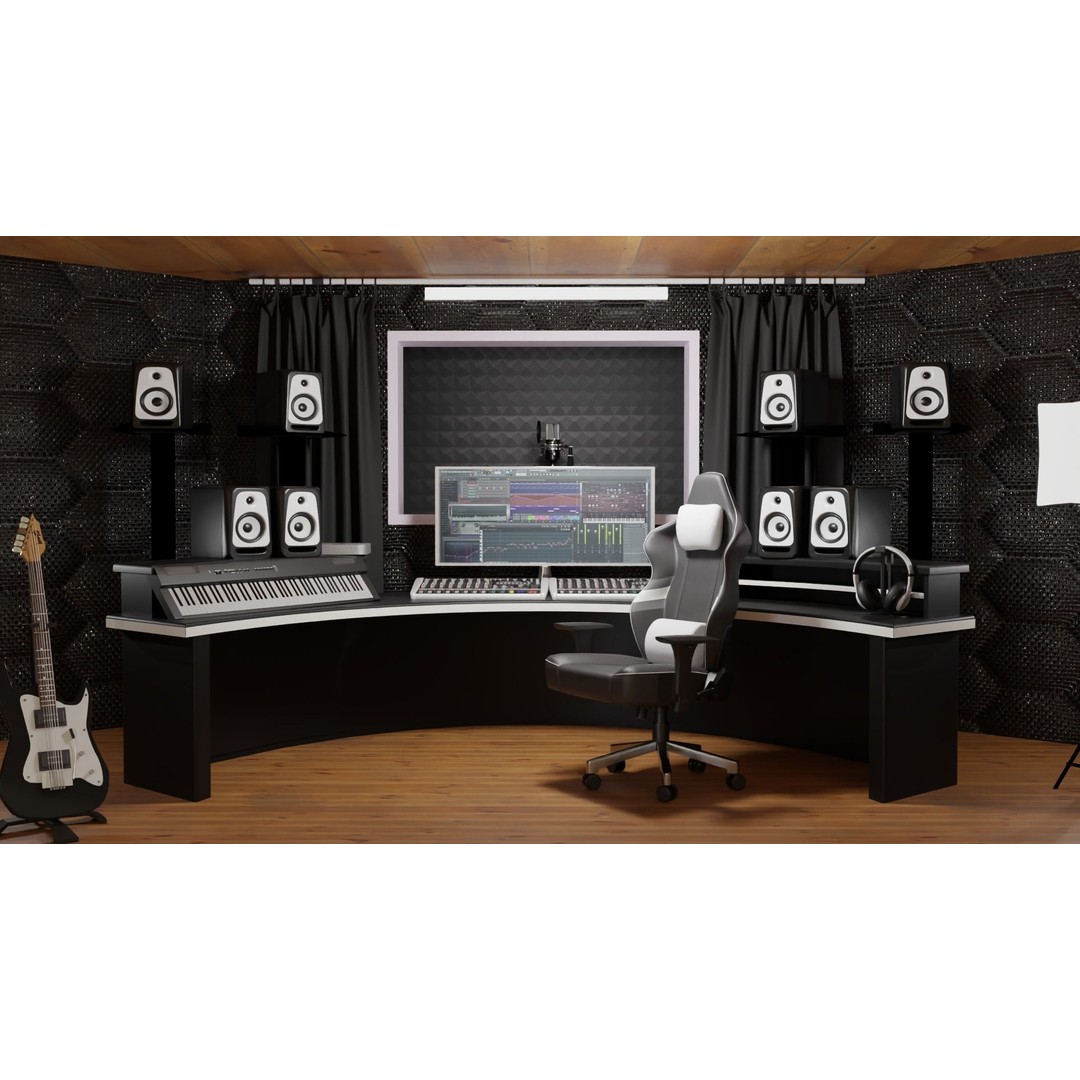 Recording Booth 3D Model – Detailed Interior Studio Asset, PBR, FBX