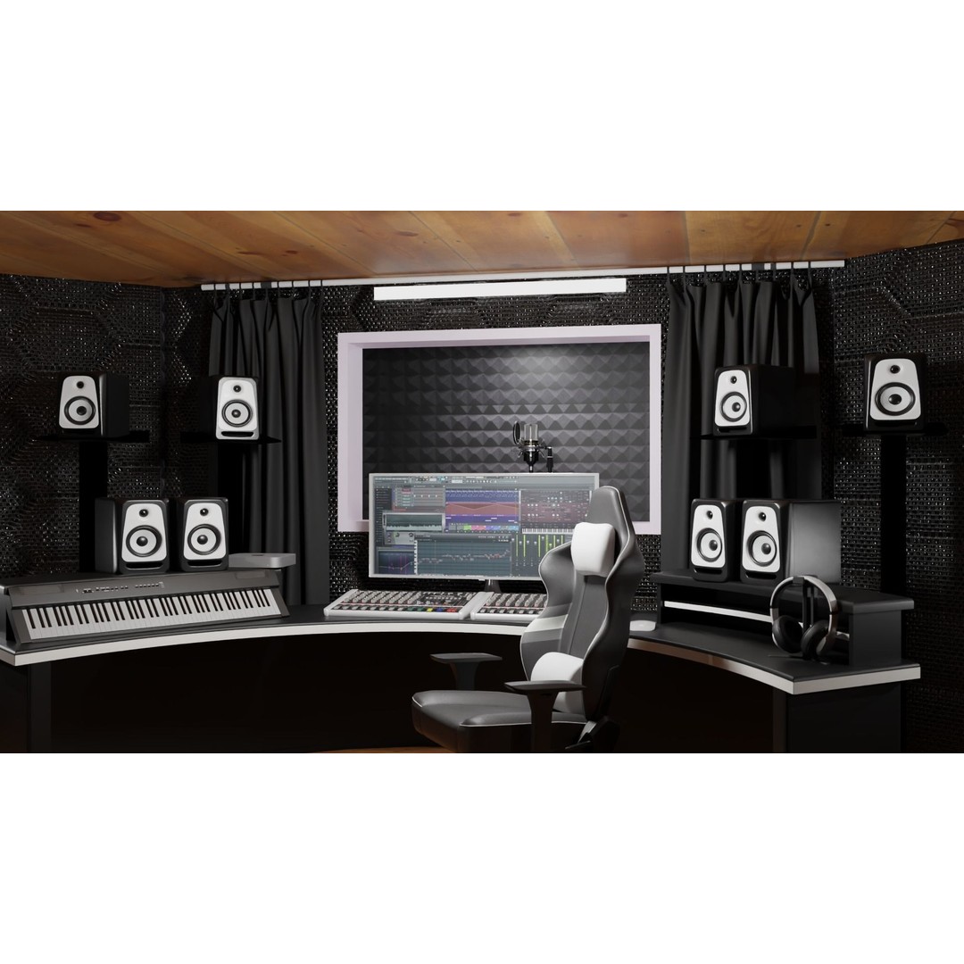 Recording Booth 3D Model – Detailed Interior Studio Asset, PBR, FBX - View 12