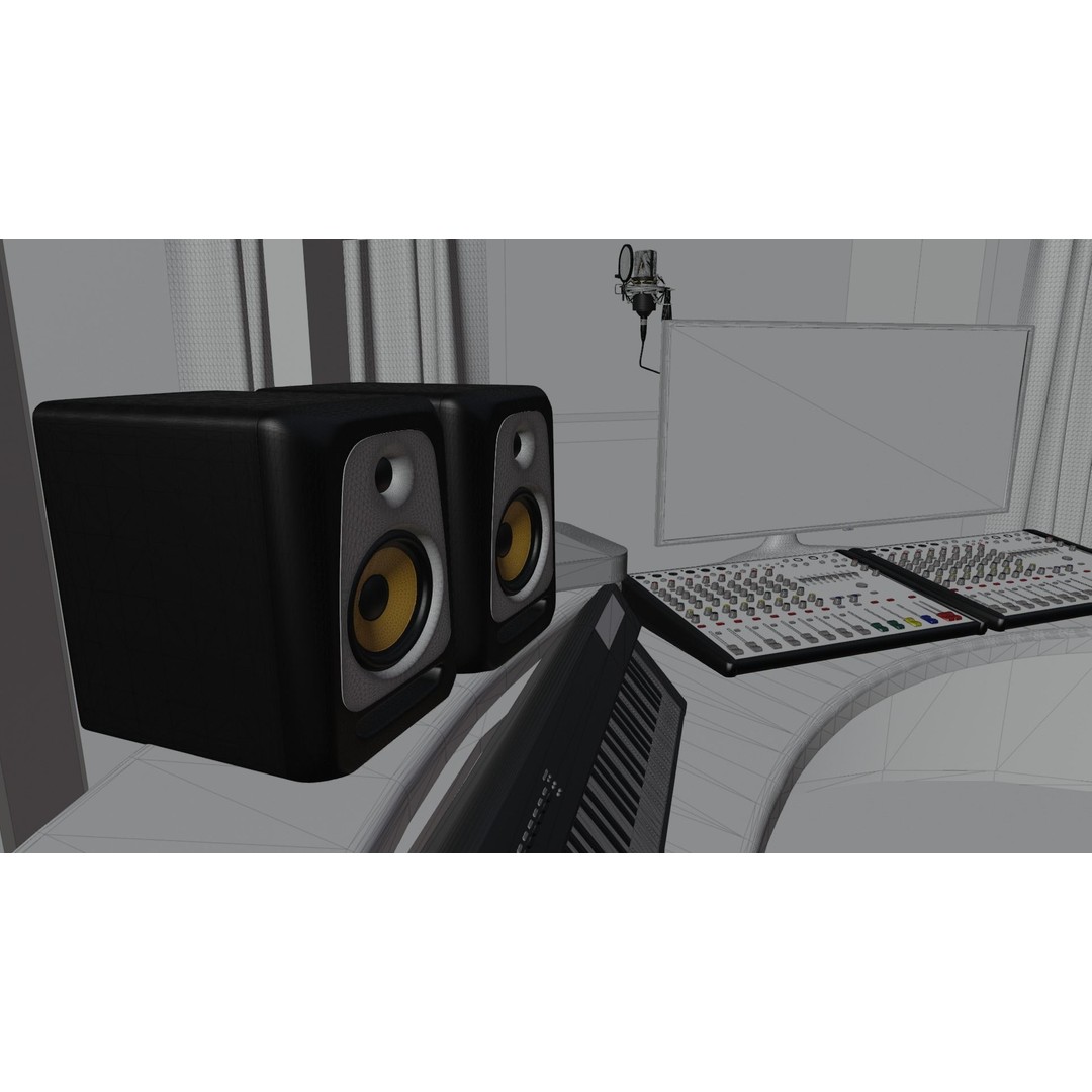 Recording Booth 3D Model – Detailed Interior Studio Asset, PBR, FBX - View 14
