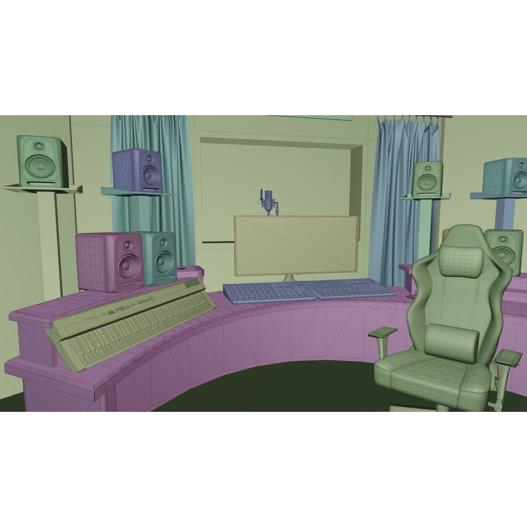 Recording Booth 3D Model – Detailed Interior Studio Asset, PBR, FBX - View 15
