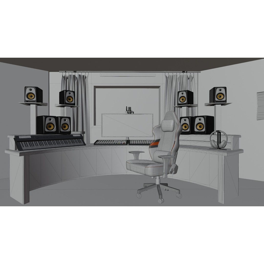 Recording Booth 3D Model – Detailed Interior Studio Asset, PBR, FBX - View 16